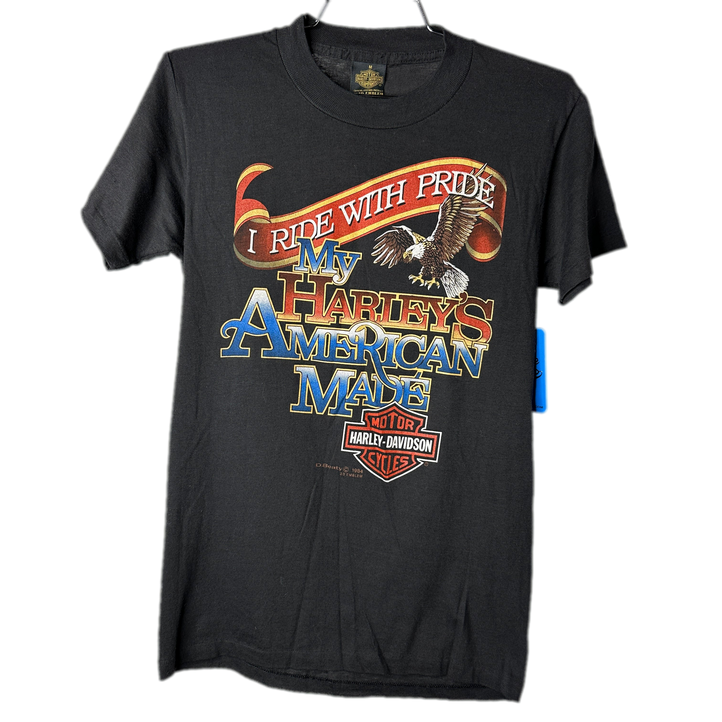 '84 Harley Davidson 3D Emblem "I Ride With Pride" T-shirt sz M