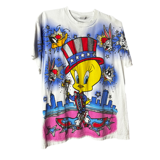 '95 Tweety Bird and Looney Tunes July 4th Cartoon T-shirt sz XL