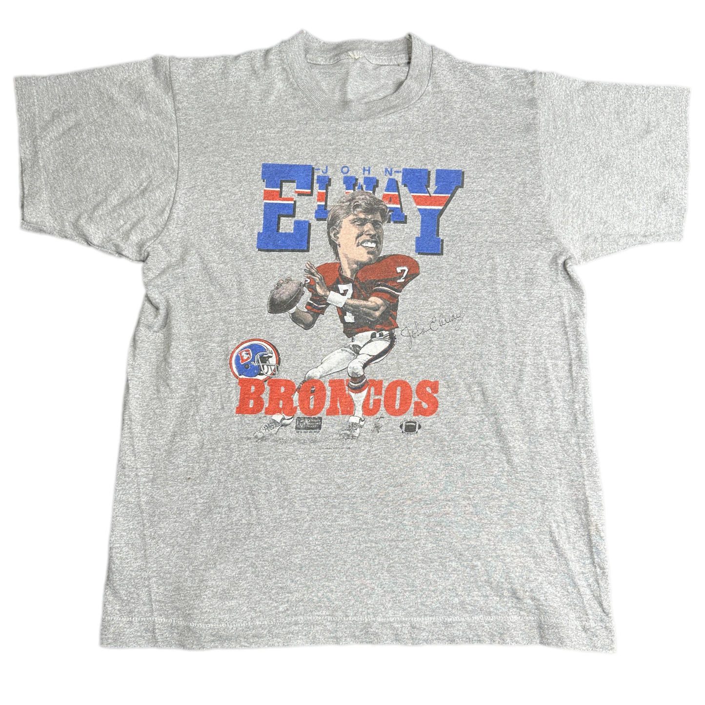 90's John Elway Broncos Grey Sports T-shirt sz S