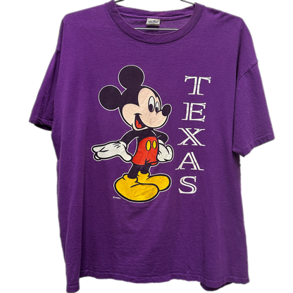 90's Mickey Mouse Texas Purple Cartoon T-shirt sz L