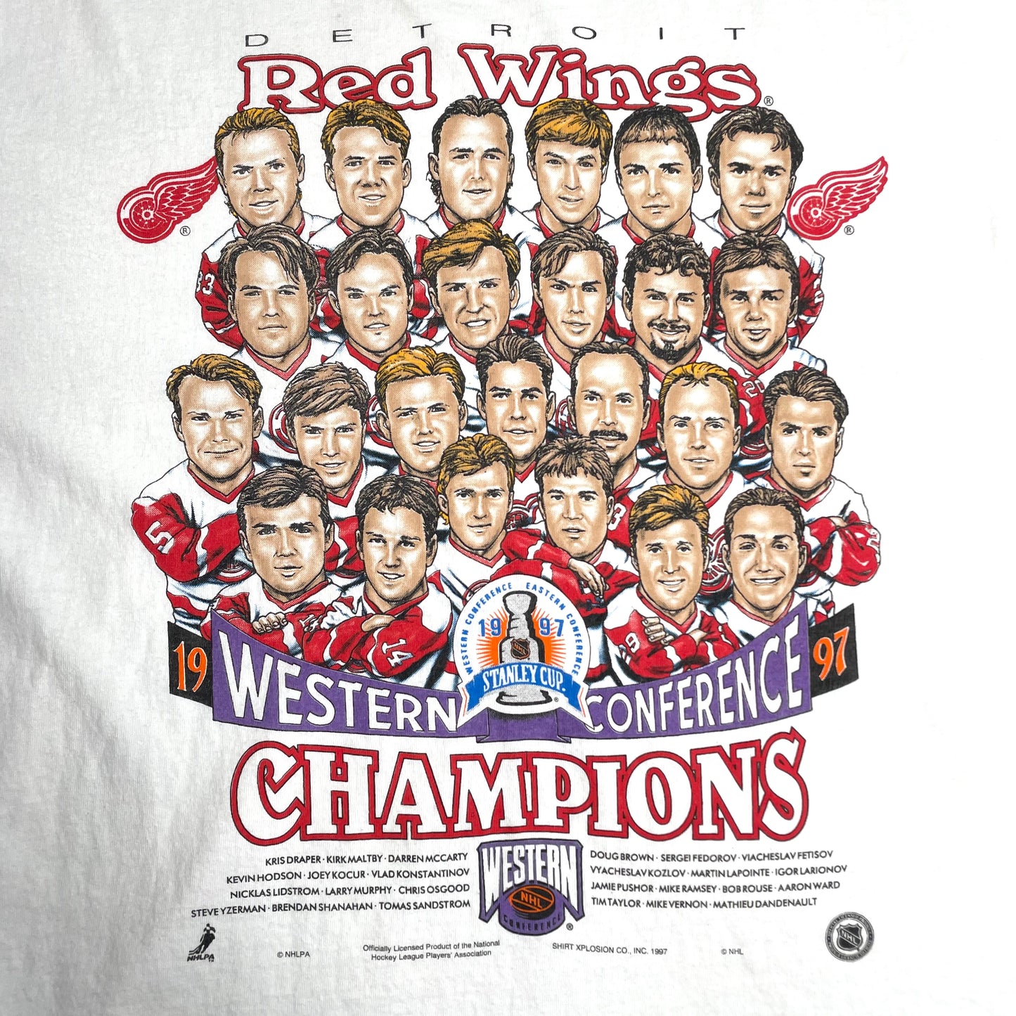 '97 Detroit Red Wings White Sports T-shirt sz XL