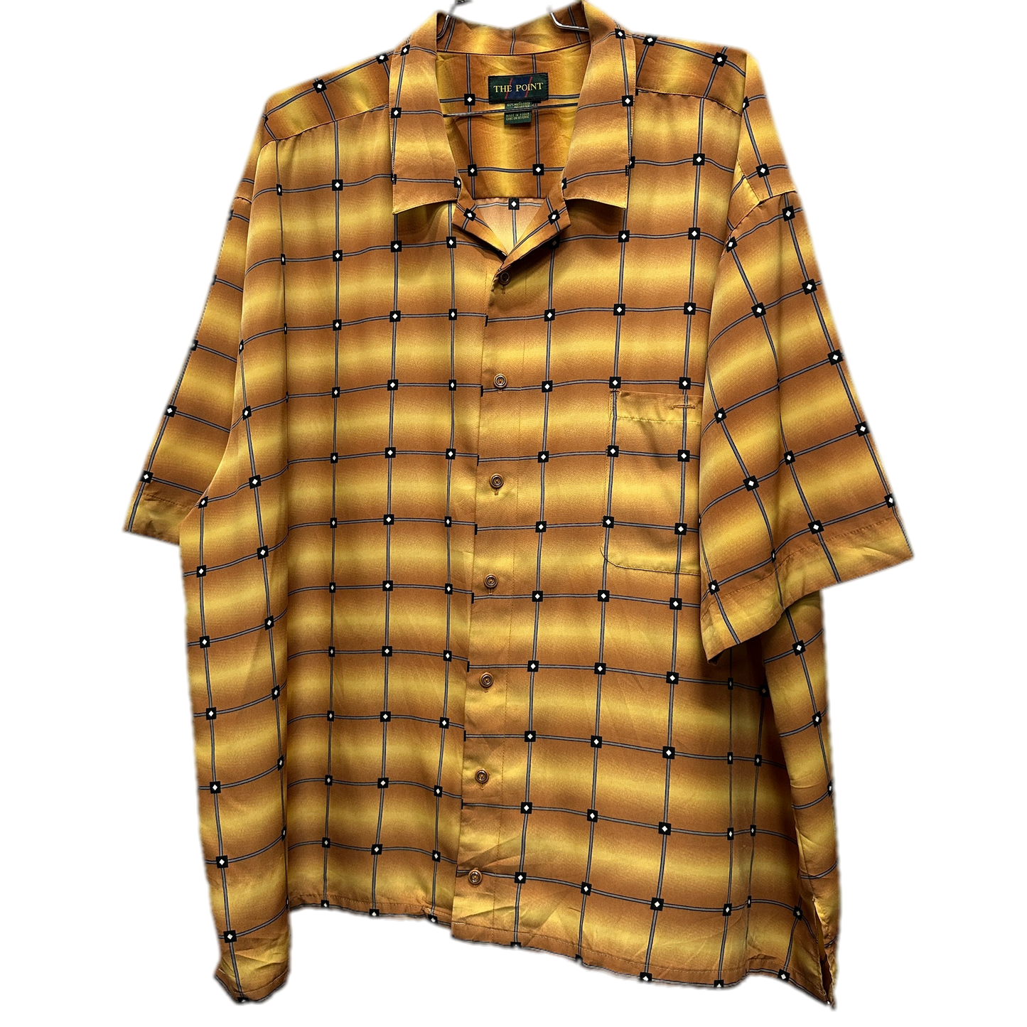 90's The Point Square Patterned Gold Vintage Shirt sz 5XL