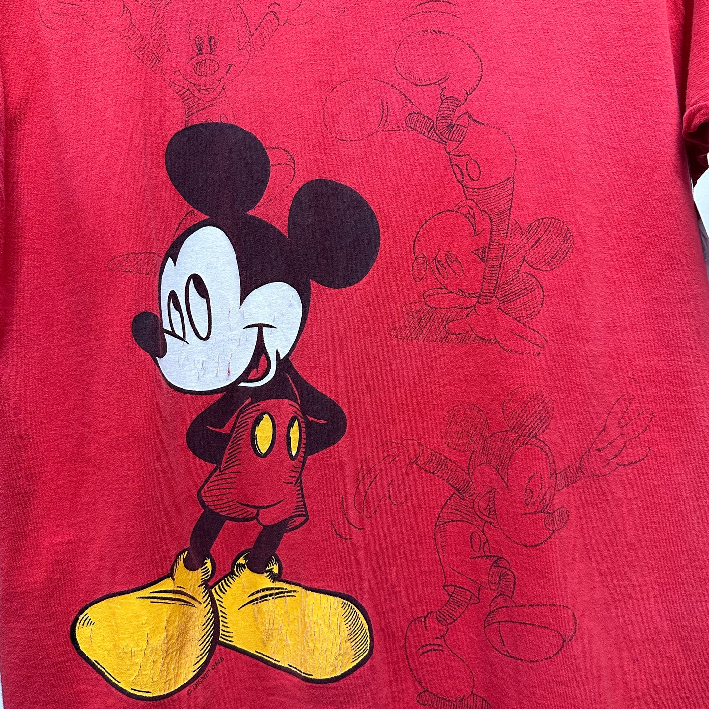 90's Mickey Mouse Red Cartoon T-shirt sz L