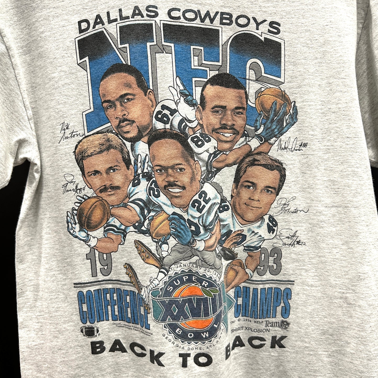 '94 Dallas Cowboys Back to Back White Sports T-shirt sz L