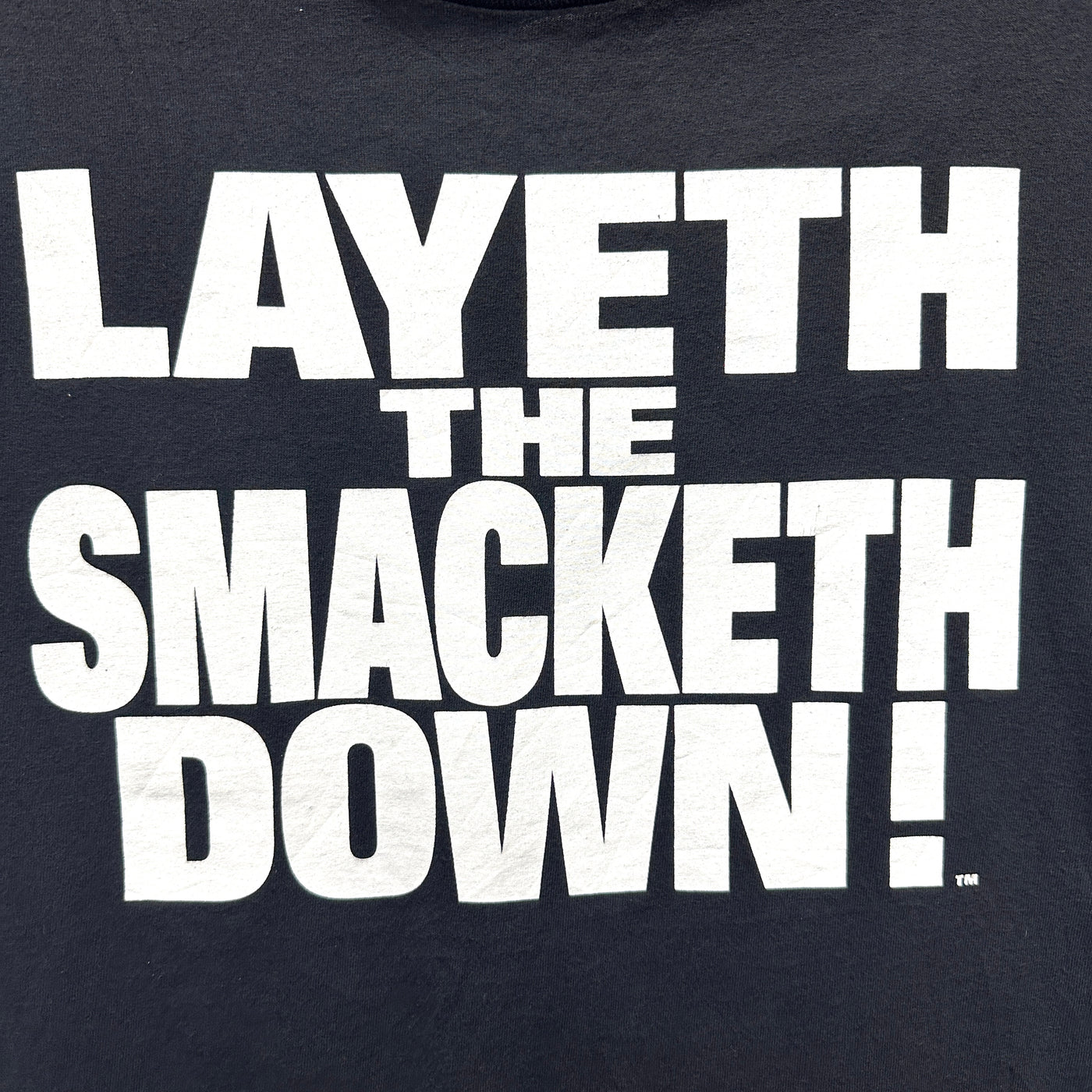 00's "Layeth The Smacketh Down!" Black WWE Wrestling T-shirt sz M