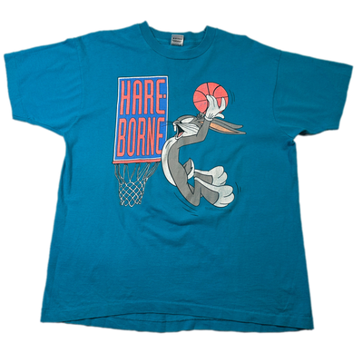 1992 Bugs Bunny Hare Borne Teal Sports T-shirt sz XL