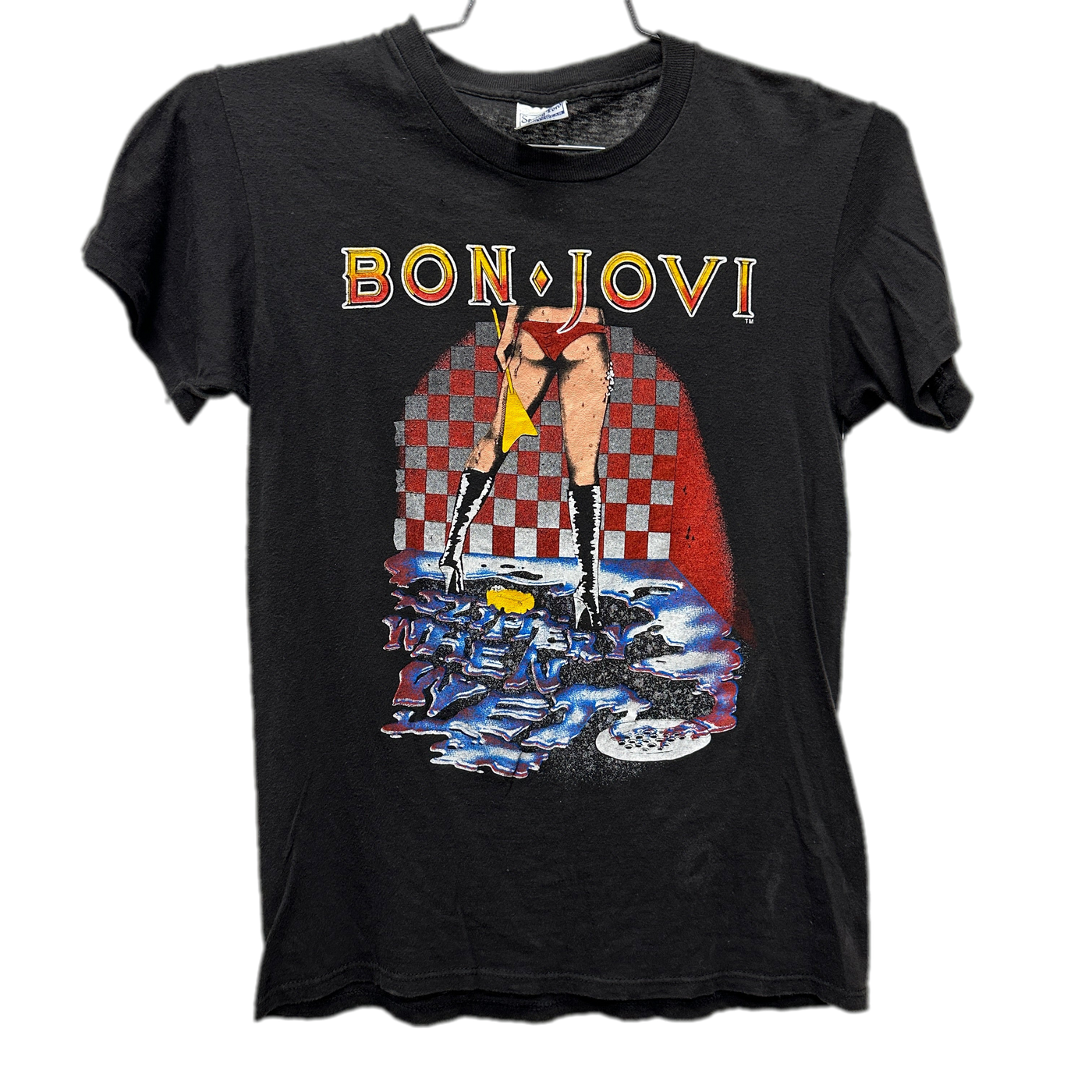 '86 Bon Jovi Tour Black Music T-Shirt sz M