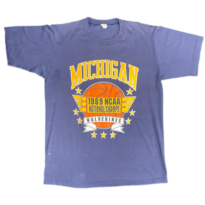 '89 Michigan Wolverines Blue Sports T-shirt sz M
