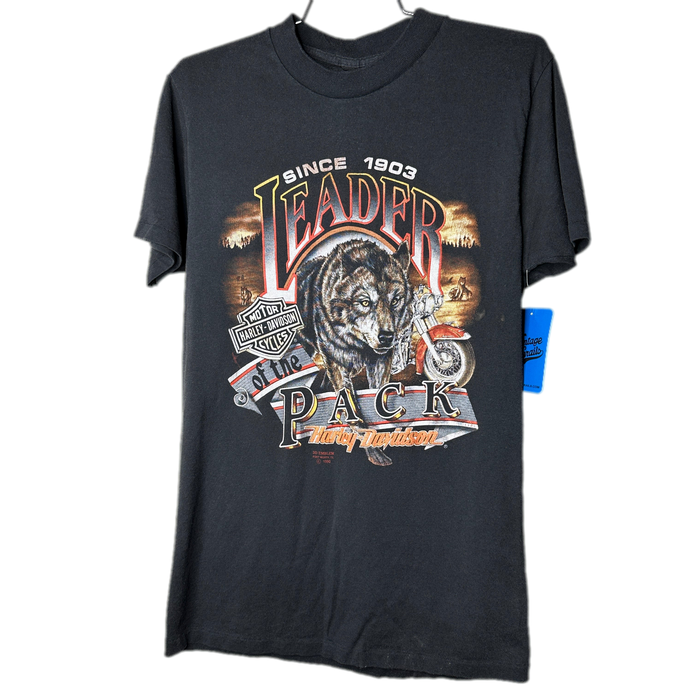 '90 Harley Davidson 3D Emblem Wolf Leader T-shirt sz M