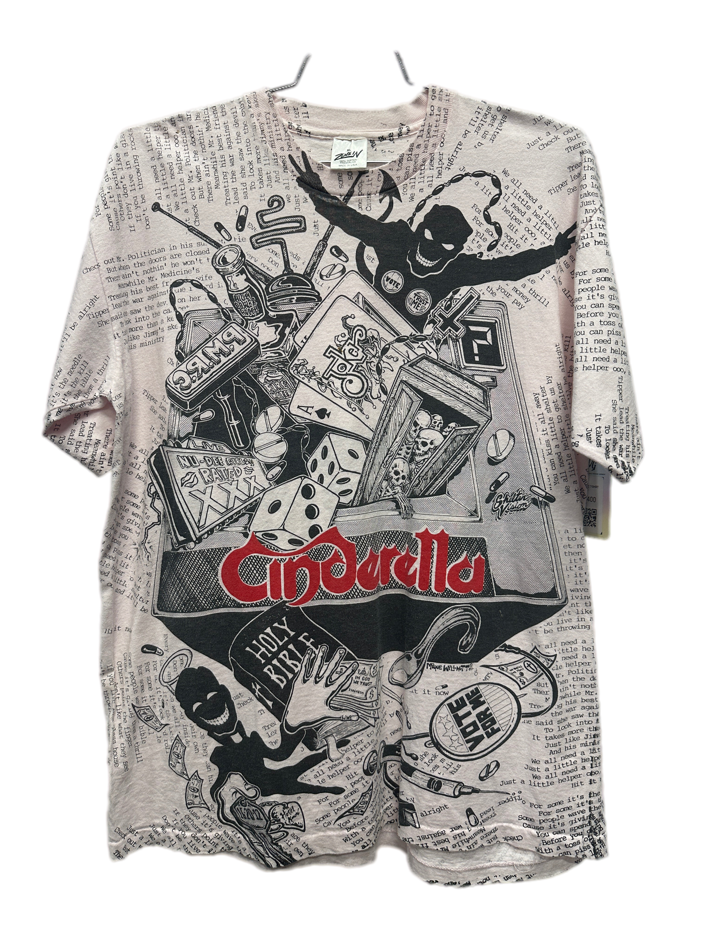 '91 Cinderella "Censorship is Unamerican!" White Music Shirt sz XL