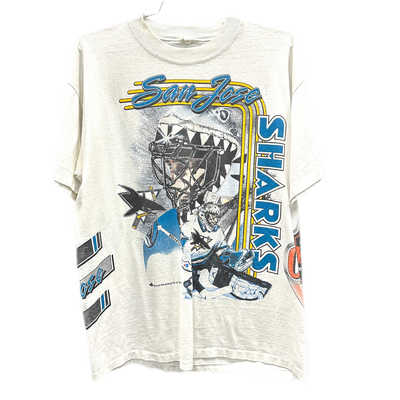 '92 San Jose Sharks NHL White Sports T-shirt sz L