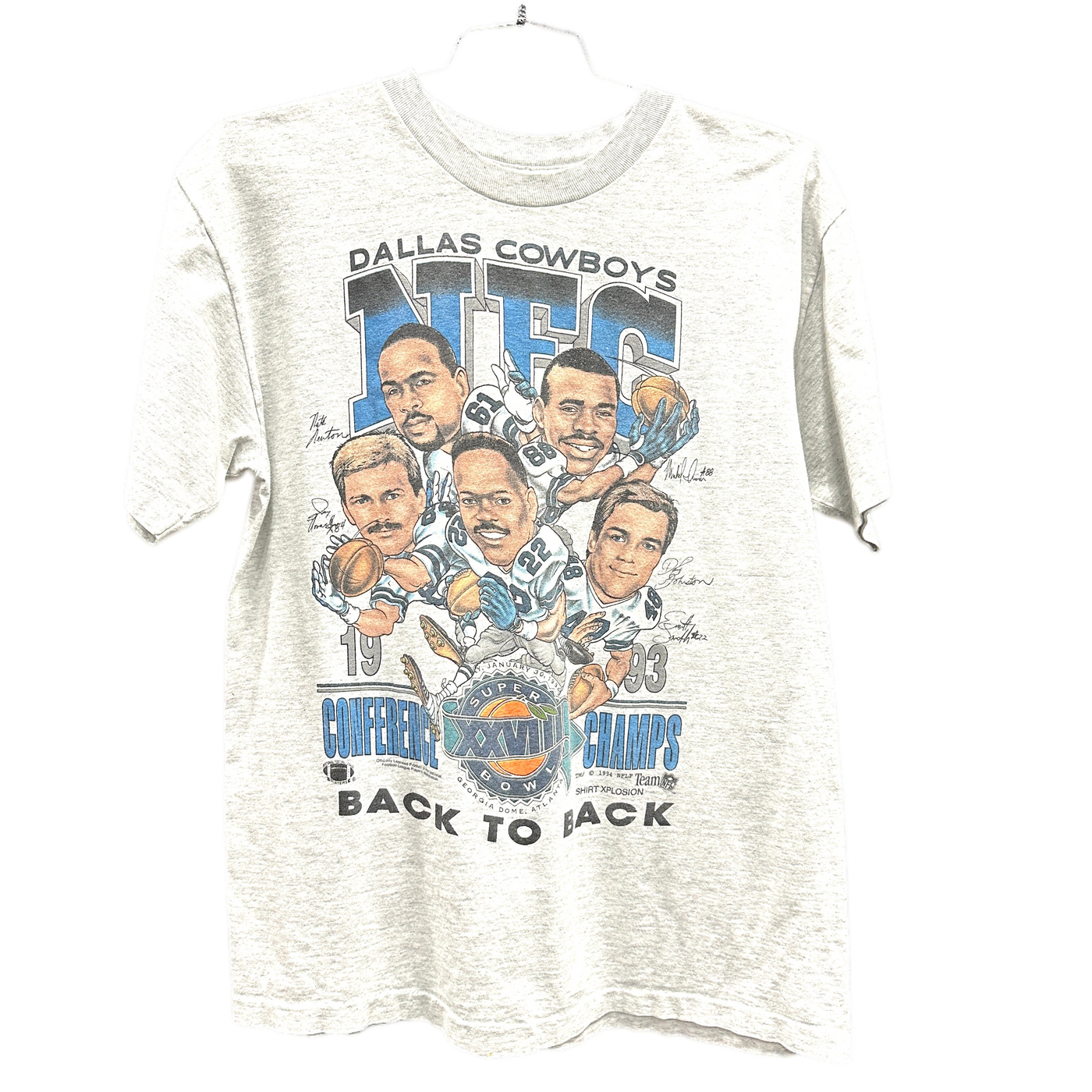 '94 Dallas Cowboys Back to Back White Sports T-shirt sz L