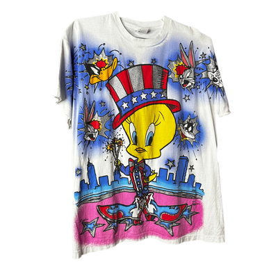 '95 Tweety Bird and Looney Tunes July 4th Cartoon T-shirt sz XL