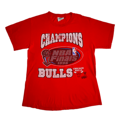 '96 NBA Finals Champions Chicago Bulls Red Sports T-shirt sz M