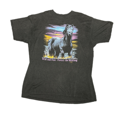 3D Emblem Mustang Wild Horse Graphic T-shirt sz M