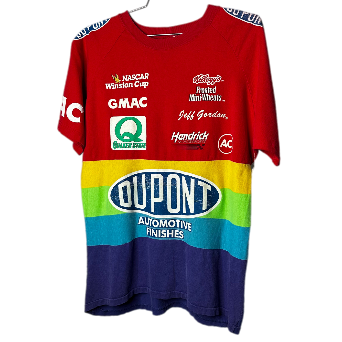 80s Nascar Shirt DuPont Winston Cup 24 Jeff Gordon Rainbow T-shirt sz L