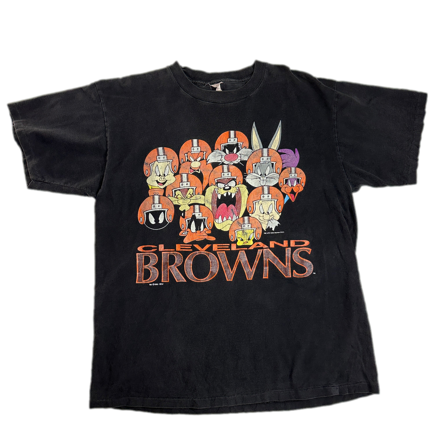 90's Looney Cleveland Browns NFL Black Cartoon Sports T-shirt sz L