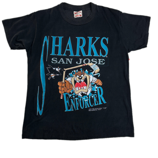 90's Taz San Jose Sharks Black Cartoon Sports T-shirt sz M