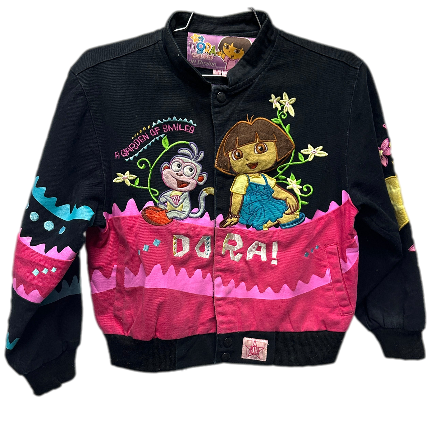 '10 Dora The Explorer Big Kids Black & Pink NASCAR Jacket sz M