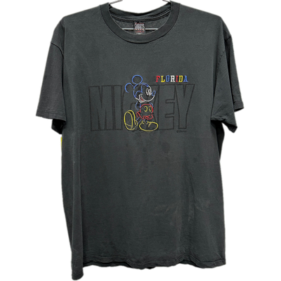 90's Embroidered Mickey Mouse Florida Black Cartoon T-shirt sz XL