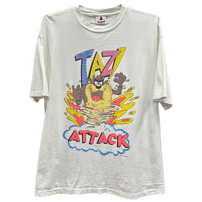 '94 Looney Tunes Taz Attack White Cartoon T-shirt sz 2XL