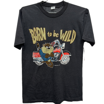 '86 Looney Tunes Taz "Born To Be Wild" Black Cartoon T-shirt sz L