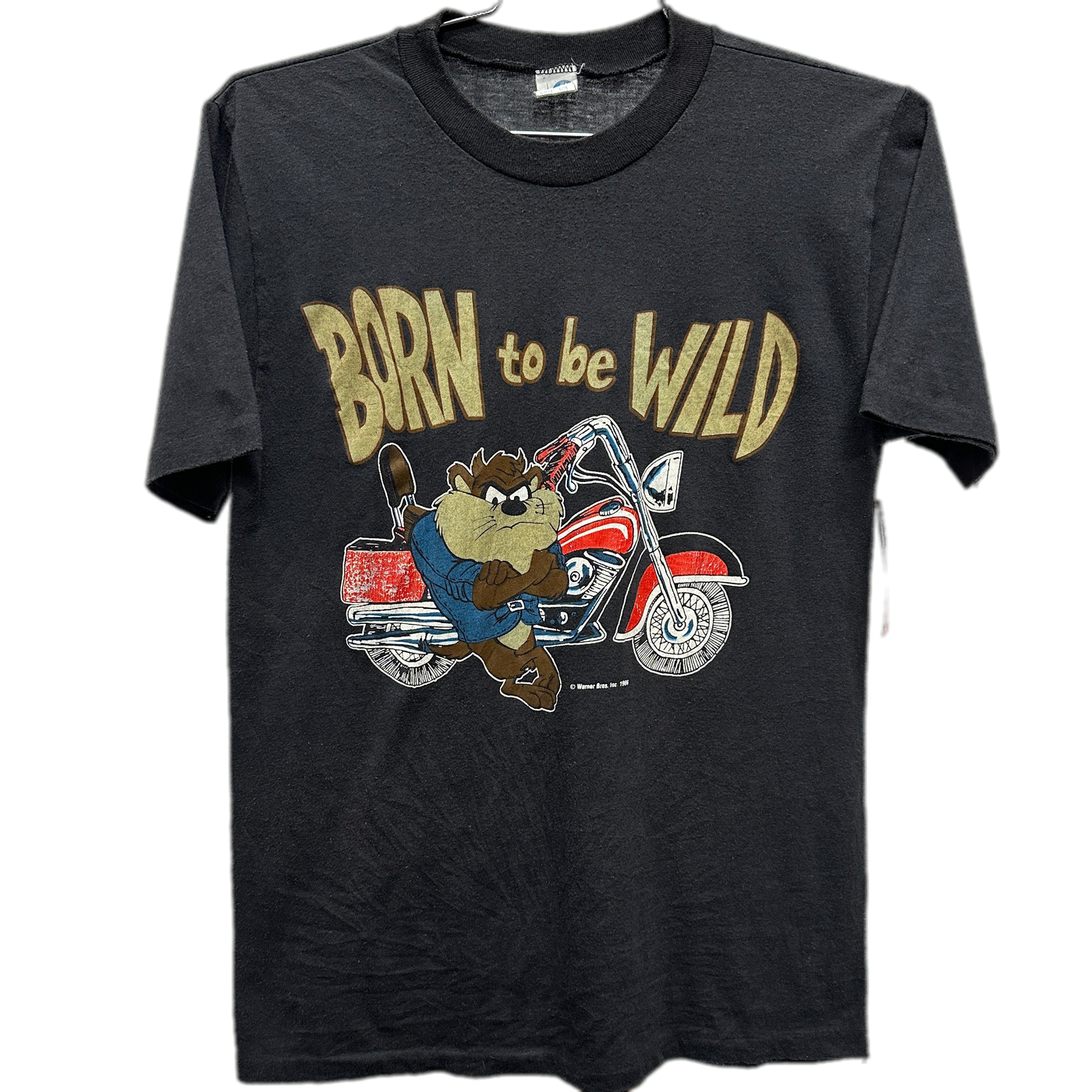 '86 Looney Tunes Taz "Born To Be Wild" Black Cartoon T-shirt sz L