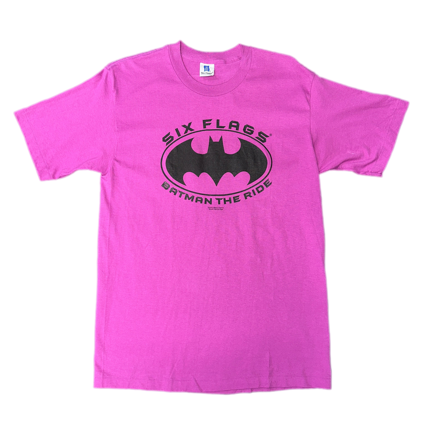 '96 Six Flags Batman The Ride Pink T-shirt sz L