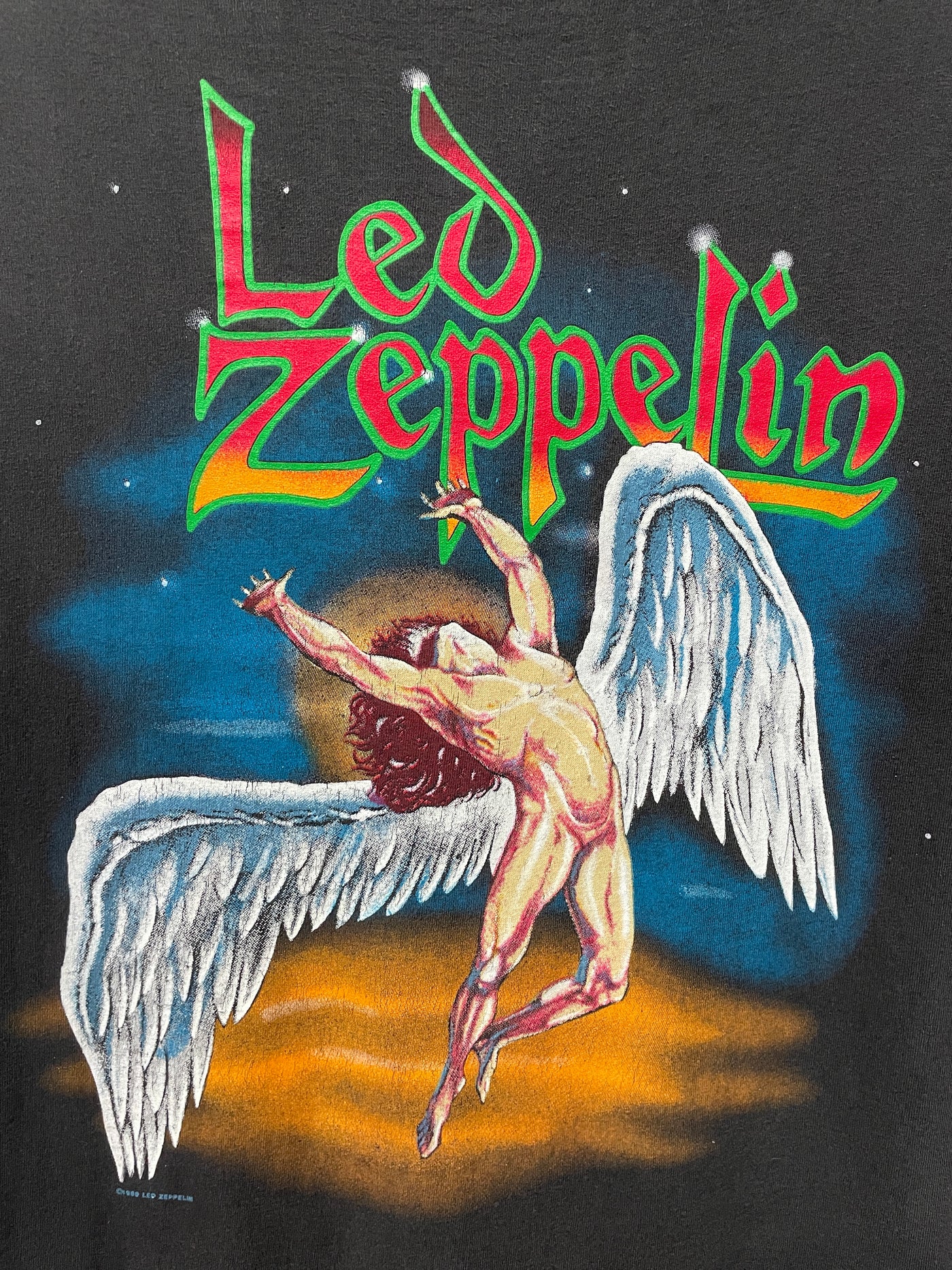 80s Led Zeppelin Rock Band Black T-shirt sz L