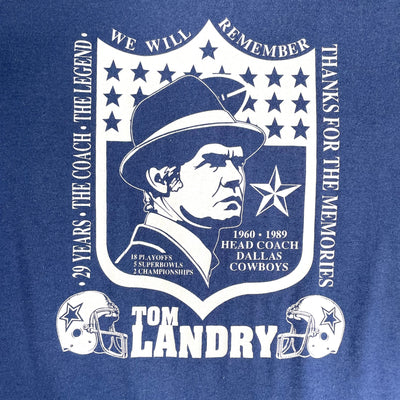 '89 Tom Landry Dallas Cowboys Blue Sports T-shirt sz M