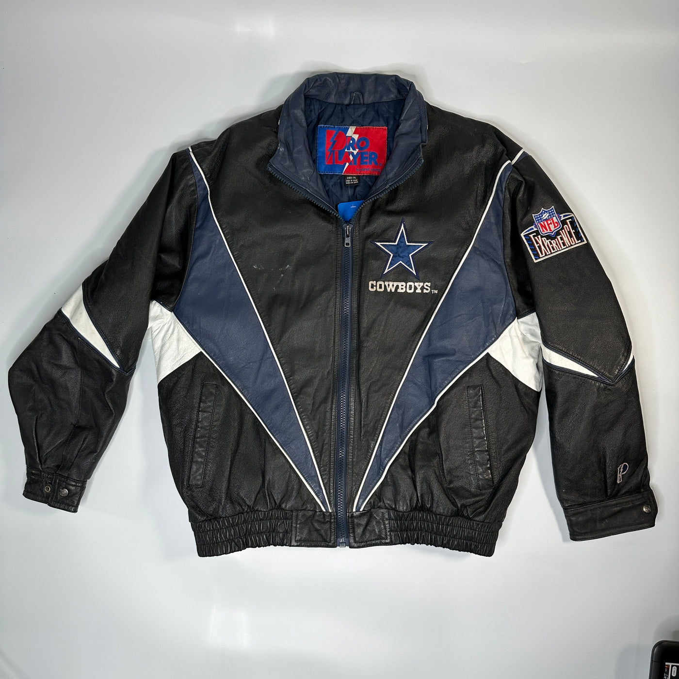 90's Leather Authentic Dallas Cowboys NFL Black Sports Jacket sz XL