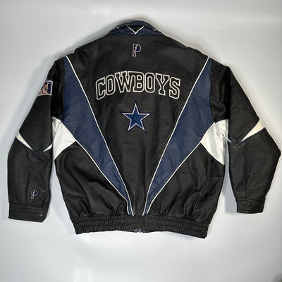 90's Leather Authentic Dallas Cowboys NFL Black Sports Jacket sz XL