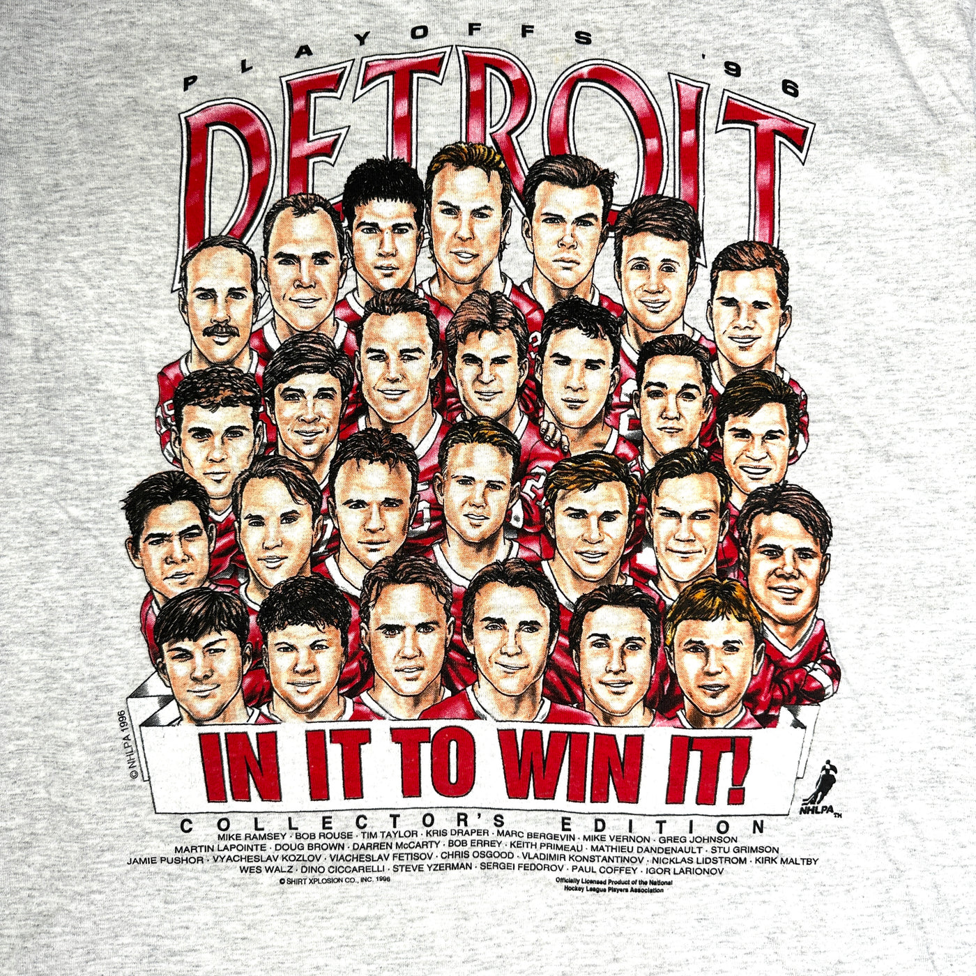'96 Detroit Playoffs Grey Sports T-shirt sz L