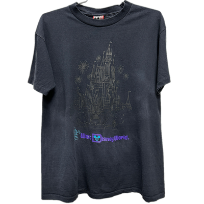 90's Disney World Castle Black Cartoon T-shirt sz L