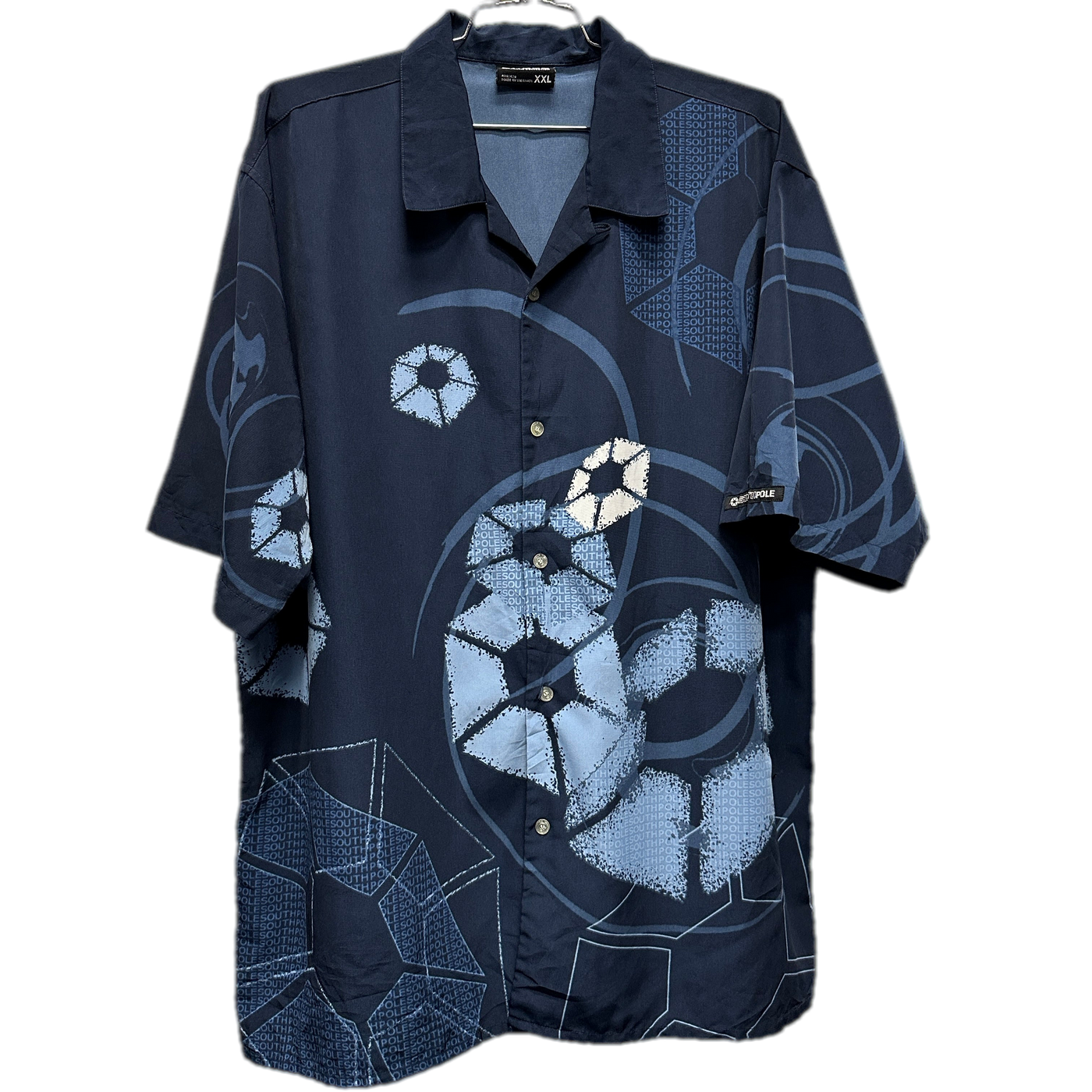 90's South Pole Abstract Pattern Blue Vintage Shirt sz 2XL