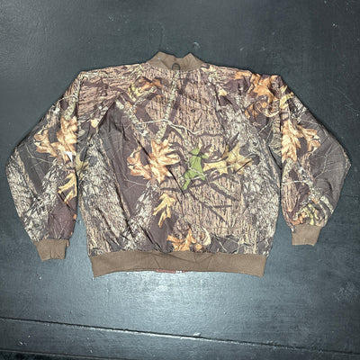Camouflage Hunting Reversible Brown Solid Zip Up Bomber Jacket sz 2XL