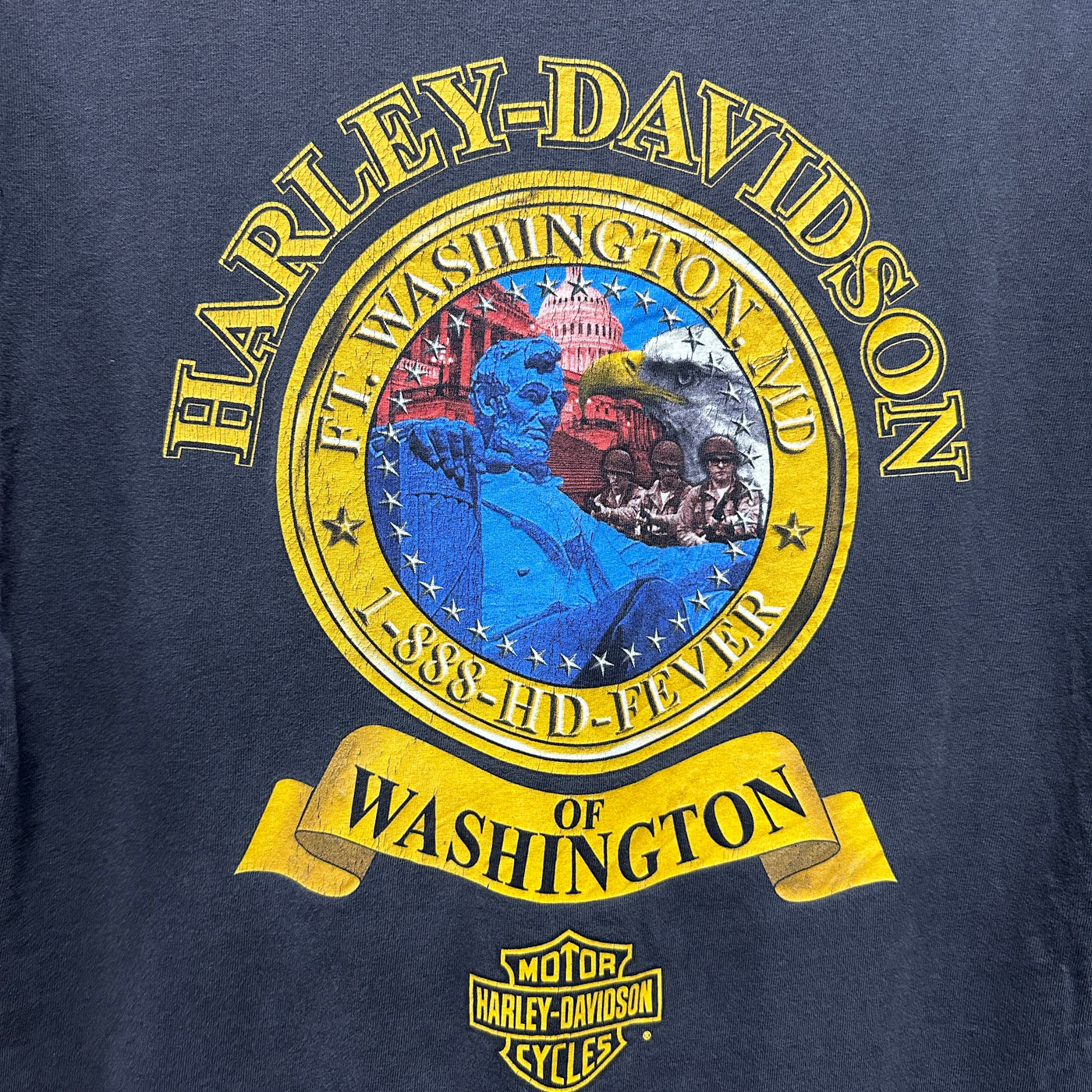 90's Flaming Wolf & Eagle Black Harley Davidson T-shirt sz L
