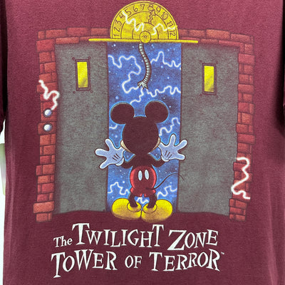 90's Mickey Mouse Tower of Terror Maroon Cartoon T-shirt sz M