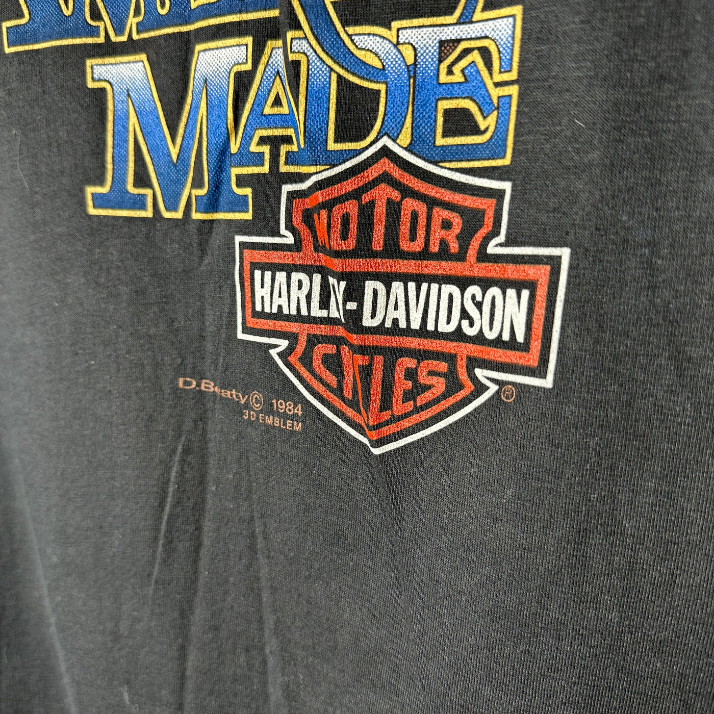'84 Harley Davidson 3D Emblem "I Ride With Pride" T-shirt sz M