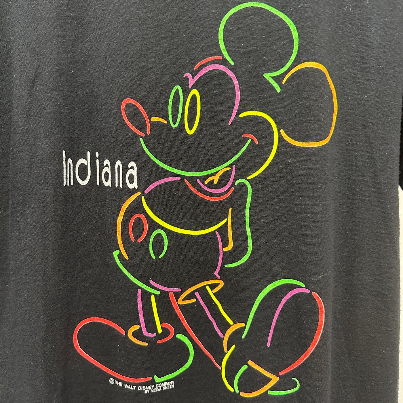 90's Mickey Mouse Neon Black Cartoon T-shirt sz L