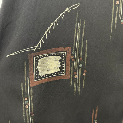 90's Abstract Print Black Vintage Shirt sz 2X