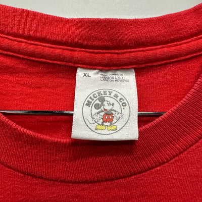 90's Mickey Mouse Embroidered Red Cartoon T-shirt sz XL