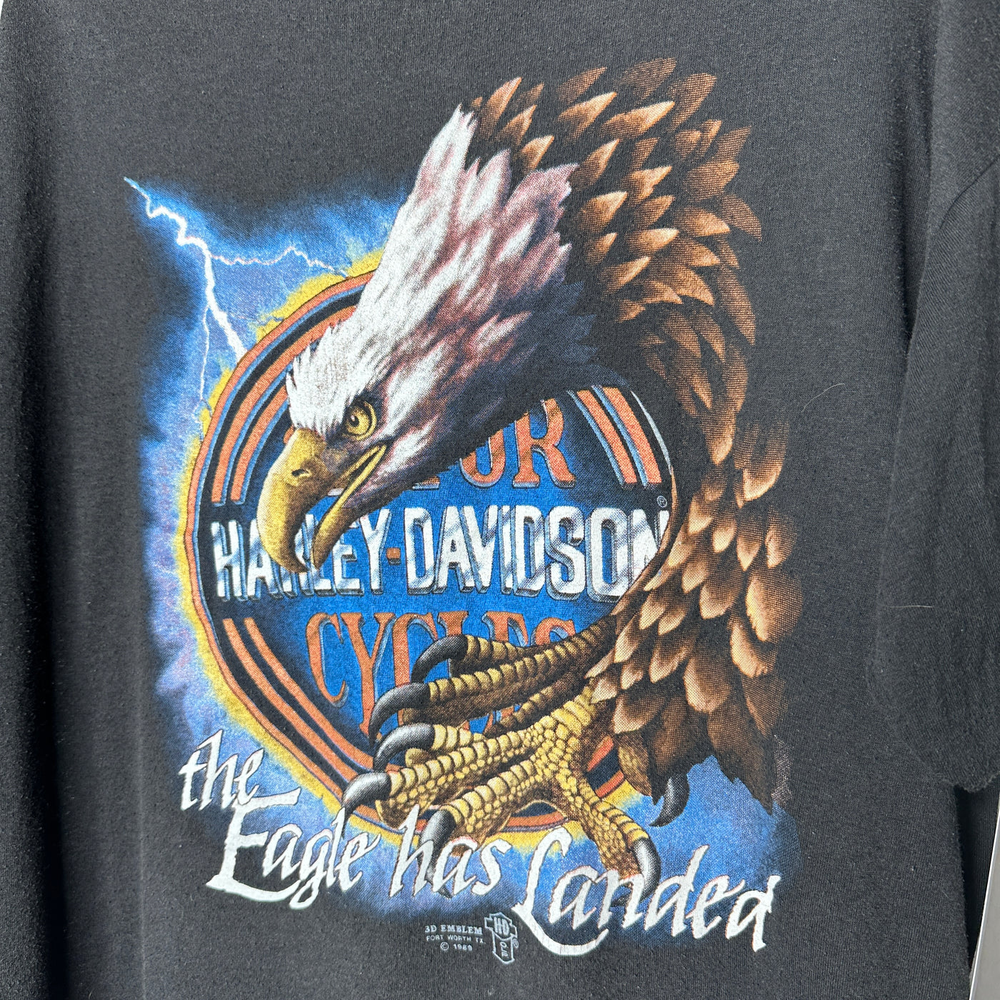 '89 Harley Davidson 3D Emblem "The Eagle has Landed" T-shirt sz 2XL