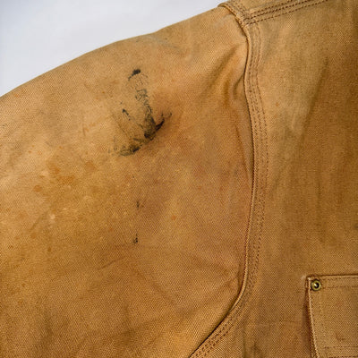90's Carhartt Button Up Tan Branded Jacket sz M