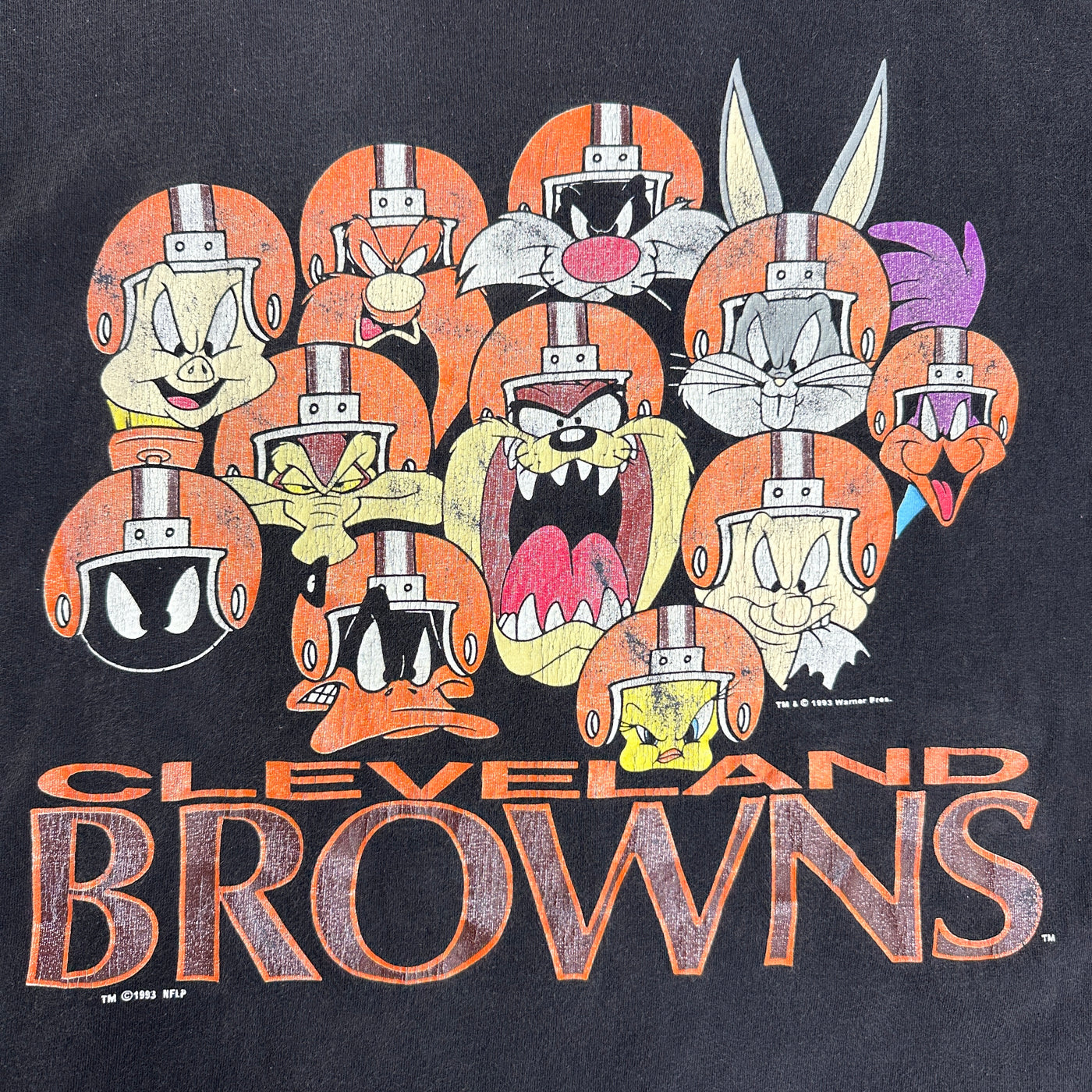 90's Looney Cleveland Browns NFL Black Cartoon Sports T-shirt sz L