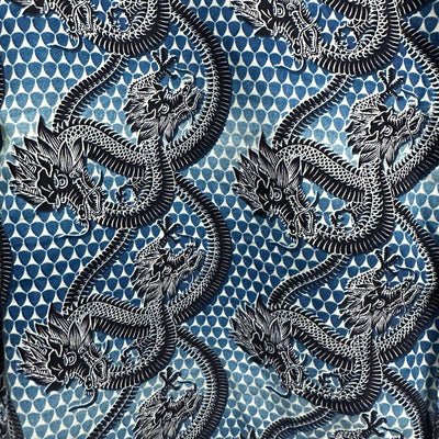 90's No Boundaries Dragon Print Blue Vintage Shirt sz L