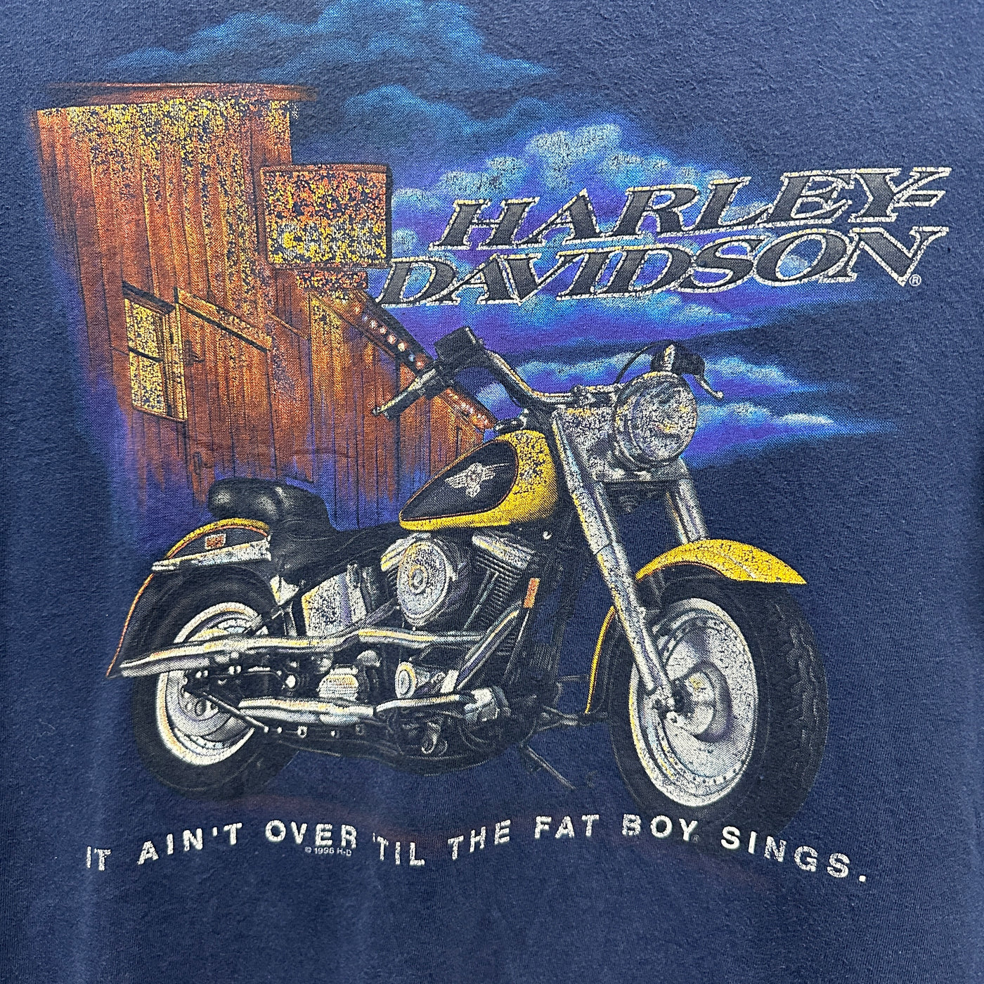 '96 Motorcycle Blue Harley Davidson T-Shirt sz L