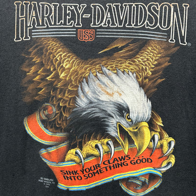 '91 Harley Davidson 3D Emblem USA Eagle Black T-shirt sz XL