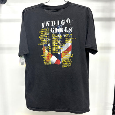 '99 Indigo Girls Trouble Came Around Here Black Music T-shirt sz XL