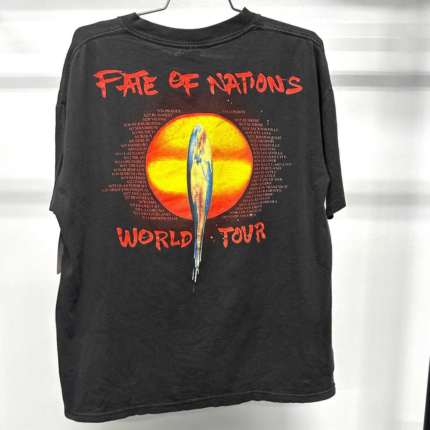 '93 Robert Plant Fate Of Nations World Tour Black Music T-Shirt sz XL